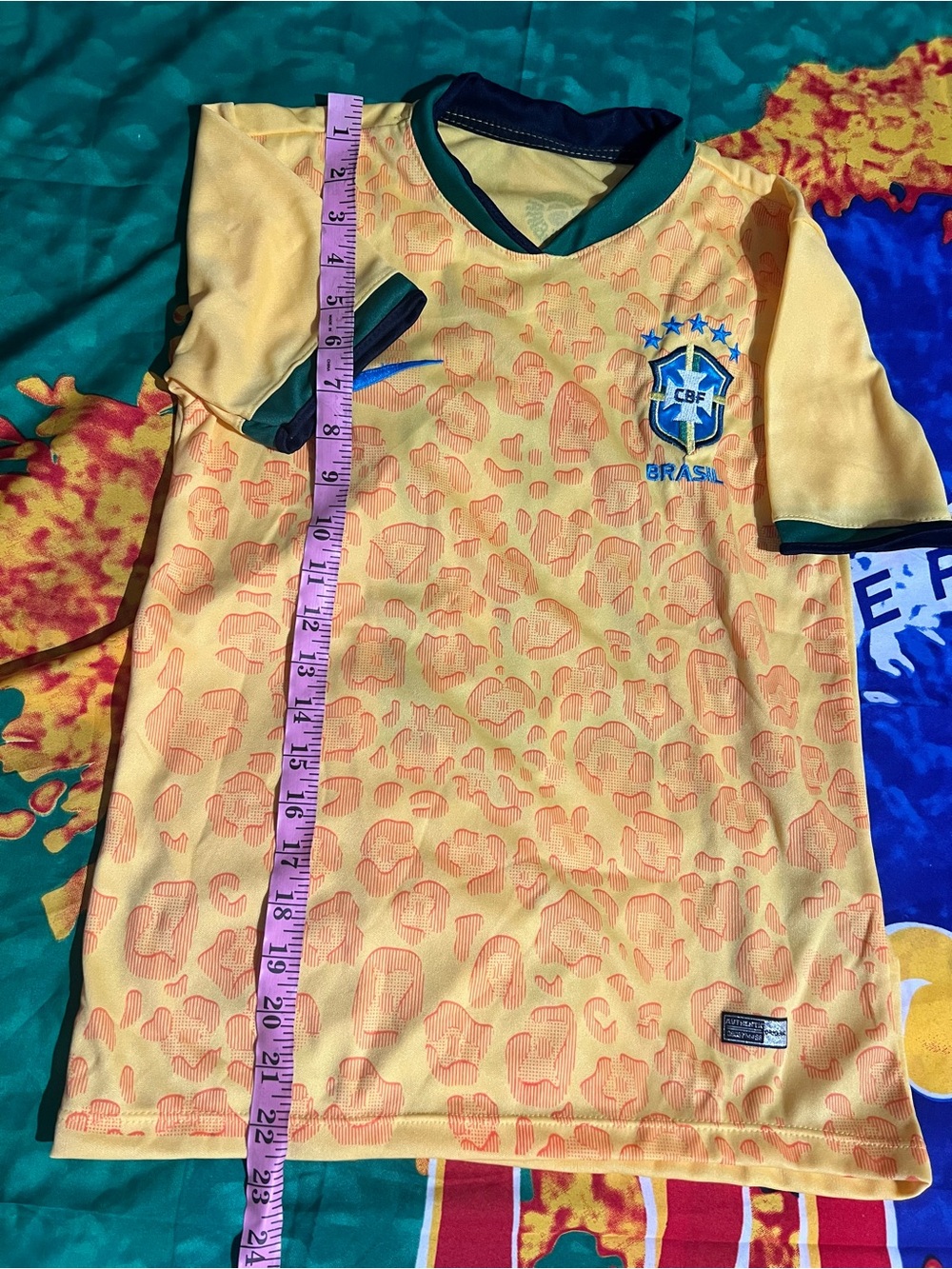 Yellow Brazil Soccer Jersey with Green Trim - Picture 7 of 10